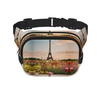 Magnifique sac banane tendance imprimé Tour Eiffel Paris pour femme pour les voyages et la course à pied, noir, One Size