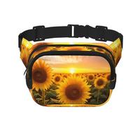 Magnifique sac banane tendance imprimé tournesol 1 pour femme, sac banane pour voyage, course à pied, noir, One Size