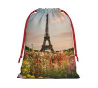 Magnifique sac cadeau imprimé tour Eiffel Paris avec cordon de serrage réutilisable pour cadeaux d'anniversaire, de mariage, organisation quotidienne d'événements