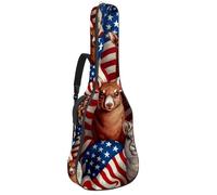 Magnifique sac de guitare étanche pour guitare acoustique 40/41/42 pouces avec compartiment pour accessoires, drapeau américain animaux, multicolore, 42.9x16.9x4.7 in, Sac pour guitare