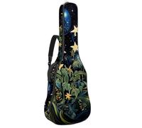 Magnifique sac de transport étanche avec plusieurs poches, convient pour guitare acoustique de 101,6 cm/104,7 cm, motif plantes étoilées, multicolore, 42.9x16.9x4.7 in, Sac pour guitare