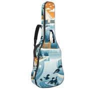 Magnifique sac de transport étanche pour guitare acoustique avec compartiment pour accessoires, pingouin mignon, multicolore, 42.9x16.9x4.7 in, Sac pour guitare