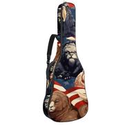 Magnifique sac de transport étanche pour guitare acoustique, avec compartiment pour accessoires, plusieurs poches, drapeau américain, animaux, multicolore, 42.9x16.9x4.7 in, Sac pour guitare