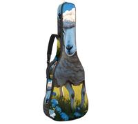Magnifique sac de transport étanche pour guitare acoustique de 101,6 cm / 104,6 cm / 106,7 cm - Avec compartiment pour accessoires et couche de protection - Mouton et fleur mignons, multicolore,