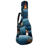 Magnifique sac de transport étanche pour guitare acoustique de 101,6 cm/104,7 cm/106,7 cm, avec compartiment pour accessoires et plusieurs poches, pingouin mignon, multicolore, 42.9x16.9x4.7 in, Sac