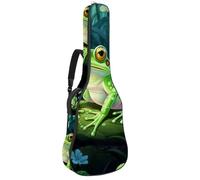 Magnifique sac de transport étanche pour guitare acoustique de 101,6 cm/104,7 cm/106,7 cm avec compartiment pour accessoires, grenouille colorée, multicolore, 42.9x16.9x4.7 in, Sac pour guitare