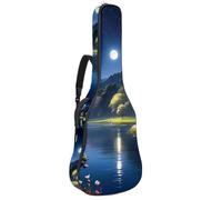 Magnifique sac de transport étanche pour guitare acoustique de 101,6 cm/104,7 cm/106,7 cm avec plusieurs poches et couche de protection, motif fleurs de rivière au clair de lune, Multicolore #05,