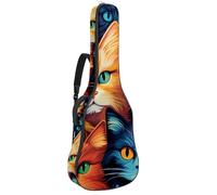 Magnifique sac de transport étanche pour guitare acoustique de 101,6 cm/104,7 cm/106,7 cm, plusieurs poches, chat coloré, multicolore, 42.9x16.9x4.7 in, Sac pour guitare