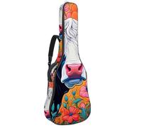 Magnifique sac de transport imperméable pour guitare acoustique, avec compartiments de rangement, couche protectrice et plusieurs poches, motif vache, Multicolore #07, 42.9x16.9x4.7 in, Sac pour