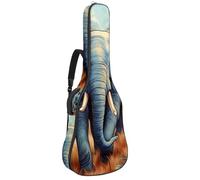 Magnifique sac de transport imperméable pour guitare acoustique, avec couche de protection, plusieurs poches, éléphant coloré, multicolore, 42.9x16.9x4.7 in, Sac pour guitare