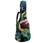 Magnifique sac de transport imperméable pour guitare acoustique, avec plusieurs poches et couche de protection, convient aux guitares de 101,6 cm/104,7 cm, grenouille colorée, multicolore,