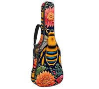 Magnifique sac de transport imperméable pour guitare acoustique de 101,6 cm/104,7 cm/106,7 cm, avec plusieurs poches, motif papillon coloré, Multicolore #04, 42.9x16.9x4.7 in, Sac pour guitare