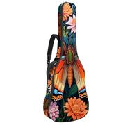 Magnifique sac de transport imperméable pour guitare acoustique de 101,6 cm/104,7 cm/106,7 cm, avec plusieurs poches, motif papillon coloré, Multicolore #06, 42.9x16.9x4.7 in, Sac pour guitare