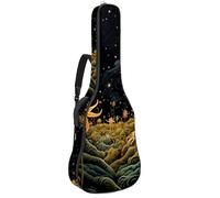 Magnifique sac de transport pour guitare acoustique de 101/104/106 cm avec compartiment pour accessoires, housse imperméable avec couche de protection, plantes étoilées, multicolore, 42.9x16.9x4.7 in,