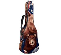 Magnifique sac de transport pour guitare acoustique, étanche, avec compartiment pour accessoires, couche de protection, drapeau américain, animaux, multicolore, 42.9x16.9x4.7 in, Sac pour guitare