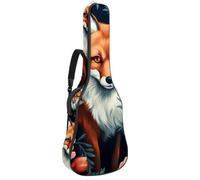 Magnifique sac pour guitare acoustique, 109 x 42,9 x 11,9 cm, sac de transport imperméable avec plusieurs compartiments, beau renard, multicolore, 42.9x16.9x4.7 in, Sac pour guitare
