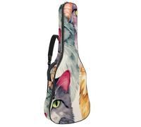 Magnifique sac pour guitare acoustique avec plusieurs compartiments et protection améliorée, chat coloré, multicolore, 42.9x16.9x4.7 in, Sac pour guitare