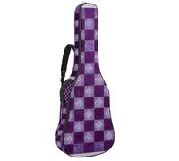 Magnifique sac pour guitare acoustique, étanche, avec compartiment pour accessoires, couche de protection, plusieurs poches, motif damier violet, Multicolore #05, 42.9x16.9x4.7 in, Sac pour guitare