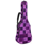 Magnifique sac pour guitare acoustique, étanche, avec compartiment pour accessoires, couche de protection, plusieurs poches, motif damier violet, Multicolore #03, 42.9x16.9x4.7 in, Sac pour guitare