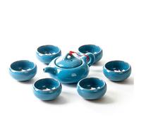 Magnifique service à thé en porcelaine Koi,Teiera in porcellana fatta a mano e 6 tazze da tè set amanti del tè,Servizio da tè cinese (bleu)