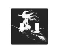 Magnifique sorcière sexy sur une silhouette de balai, double gang à bascule, plaque murale, décoration d'interrupteur, taille standard - 11,4 x 11,4 cm