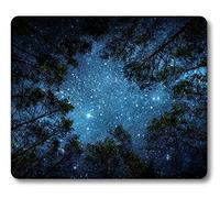 Magnifique tapis de souris motif ciel nocturne - La Voie lactée et les arbres, Sublime Nature View Rectangle Tapis de souris de jeu en caoutchouc antidérapant