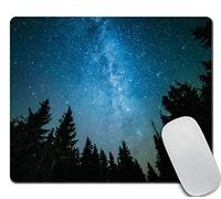 Magnifique tapis de souris motif ciel nocturne - La Voie lactée et les arbres Tapis de souris rectangulaire en caoutchouc antidérapant pour jeux vidéo