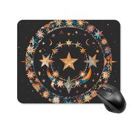 Magnifique tapis de souris motif étoiles et lune avec bords cousus, tapis de souris de qualité supérieure, tissu lavable, tapis de souris en caoutchouc antidérapant, design parfait pour les jeux
