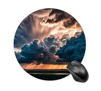 Magnifique tapis de souris rond en forme de tempête de pluie, tapis de souris de jeu lisse, extra densité, portable et confortable, pour bureau, maison, bureau, 20 x 20 cm
