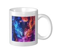 Magnifique tasse en céramique avec loup aux yeux brillants, tasse à café élégante pour la maison et le bureau, 325 ml