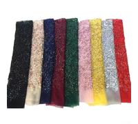 Magnifique tissu en dentelle à paillettes, parfait pour les projets de mode, avec des textures uniques et des motifs délicats de broderie nigériane (vert)