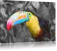 magnifique toucan sur une branche d'arbre le format Deluxe blanc / noir: 100x70 cm sur toile, énorme XXL Photos complètement encadrée avec civière, art impression sur murale avec cadre, moins cher que la peinture ou la peinture à l'huile, aucune affiche ou un poster