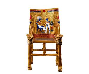 Magnifique trône du Roi Toutankhamon - Fait à la Main à partir de Pierre égyptienne avec la Peinture dorée - Réplique - Fait à la Main - Fabriqué en Égypte