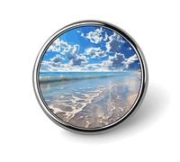 Magnifiques badges décoratifs « Cloud Beach », ronds et durables, en alliage d'aluminium, légers et résistants, pour chemises, vestes, chapeaux et uniformes, 2,5 cm