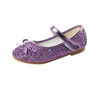 Magnifiques ballerines de princesse pour petites filles pour petites et grandes filles Teedn Girls - Chaussures de fête d'anniversaire scintillantes pour filles - Sandales faciles à fixer, violet, 1.5
