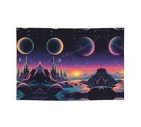 Magnifiques bannières de vacances à motifs d'espace et toiles de fond suspendues - Décorez facilement votre scène de fête