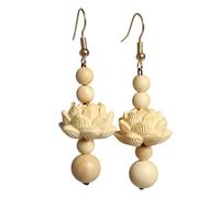 Magnifiques boucles d ' oreilles en bois faites à la main en forme de fleurs, ajustement confortable, idéales pour un usage quotidien ou les fêtes Boucles d ' oreilles minimalistes en bois