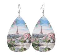 Magnifiques boucles d'oreilles en cuir à motif Tour de Paris, pour femme, adaptées pour un usage quotidien, une fête et un rendez-vous galant