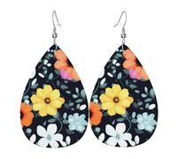 Magnifiques boucles d'oreilles en cuir avec fleurs colorées, accessoires pour femme, adaptées pour un usage quotidien, les trajets et les voyages.