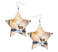 Magnifiques boucles d'oreilles en cuir avec imprimé cerf en forme d'étoile, accessoires légers et élégants pour les fêtes, les danses et la vie quotidienne.
