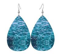 Magnifiques boucles d'oreilles en cuir en forme de larme à la surface de la mer Texture légère de luxe - Convient pour un usage quotidien, une fête, un rendez-vous galant