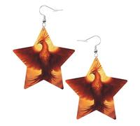 Magnifiques boucles d'oreilles en cuir imprimé phénix en forme d'étoile, accessoires légers et élégants pour les fêtes, les danses et la vie quotidienne.
