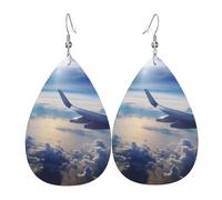 Magnifiques boucles d'oreilles en forme d'avion pour femme - Boucles d'oreilles pendantes en cuir - Double face - Légères - Accessoires d'oreille pour femme - Bijoux tendance - Cadeau d'anniversaire