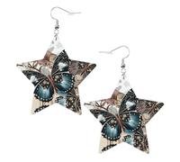 Magnifiques boucles d'oreilles en forme de papillon pour femme, boucles d'oreilles pendantes célestes en forme d'étoile pour un usage polyvalent, One Size, Cuir
