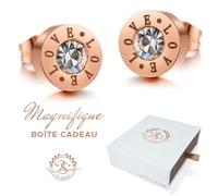 Magnifiques Boucles d'oreilles femme Love Baignées dans l'Or. Coffret offert. Cadeau femme original anniversaire, Noël. 2SPLENDID®