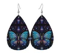 Magnifiques boucles d'oreilles papillon bleu en cuir, accessoires pour femme, adaptées pour un usage quotidien, les trajets et les voyages.