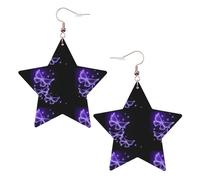 Magnifiques boucles d'oreilles papillon violet pour femme, boucles d'oreilles pendantes en forme d'étoile étincelante, bijoux tendance pour soirée, One Size, Cuir