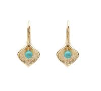 Magnifiques boucles d'oreilles pendantes en argent sterling 925 avec turquoise bleue naturelle et feuille cadeau, 4mm, Argent sterling, Turquoise