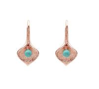 Magnifiques boucles d'oreilles pendantes en argent sterling 925 avec turquoise bleue naturelle et feuille cadeau, 4mm, Argent sterling, Turquoise