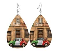 Magnifiques boucles d'oreilles pendantes en cuir italien pour femme, boucles d'oreilles en forme de larme, bijoux légers, cadeaux pour femmes et filles